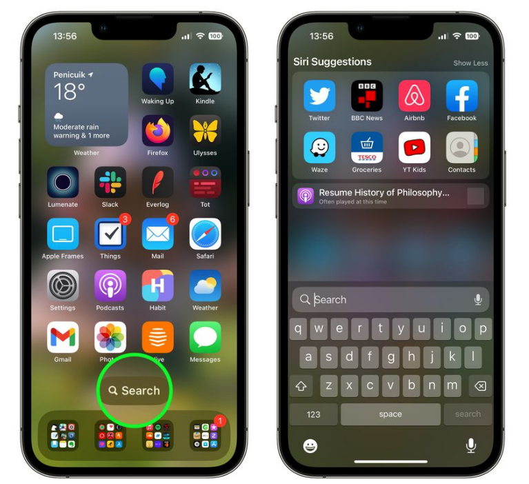 湛江苹果手机维修分享升级到 iOS 16 后，如何删除主屏幕上的搜索按钮 