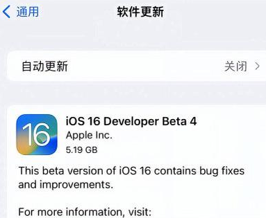 湛江苹果手机维修分享iOS16 Beta4 更新内容及升级建议 