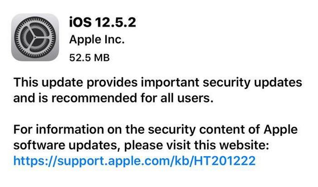 湛江苹果手机维修分享iOS12.5.2发布，建议所有老苹果用户安装 