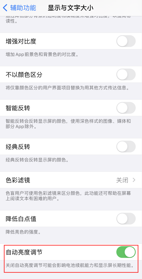 湛江苹果手机维修分享iPhone 自动亮度调节失灵怎么办 